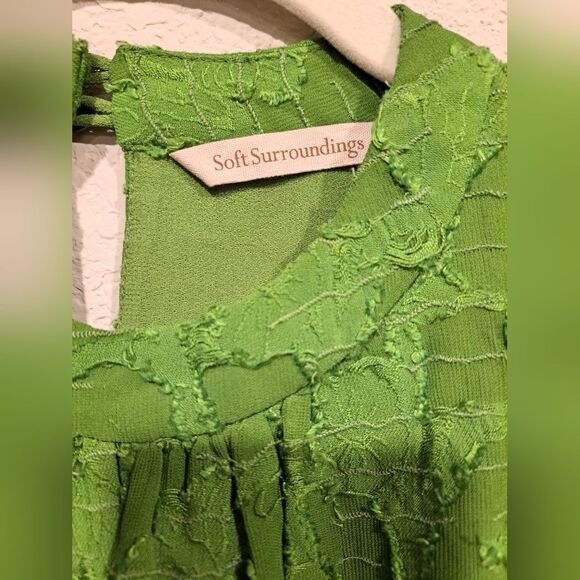 Soft Surroundings Green Sleeveless Blouse Lace Ruffles Lined Viscose Women's S - Picture 3 of 6